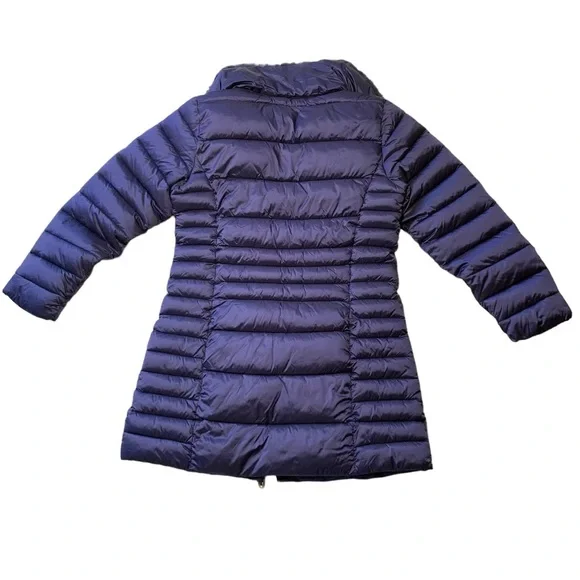 SAVE THE DUCK Down Puffer Teddy Fur Collar Blue Jacket Girls Size 10 - Picture 2 of 9